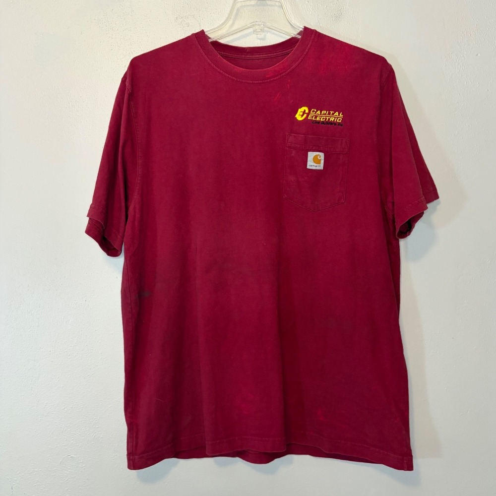 Carhartt Mens XL Maroon Capital Electric Graphic Pocket T-Shirt Original Fit K87